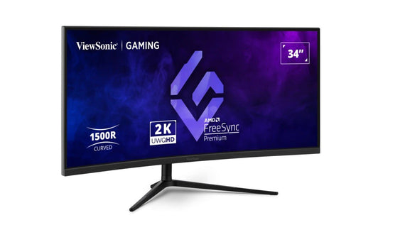 ViewSonic 34' Curved 3440x1440, 180Hz 1ms 1500R, HDR10, Adaptive Sync, 2x HDMI, 2x DP, Speaker, VESA 100, VX3418-2K Office Gaming Ultra Wide Monitor - Leader Electronics