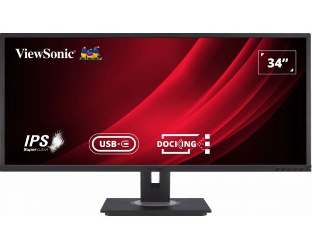 ViewSonic 34' WQHD 3440 x 1440, USB-C Docking, 90w Charger,Ethernet, FreeSync, Speaker, VDisplay, HAS, Superclear, VG3456 Business Monitor, 3YARW - Leader Electronics