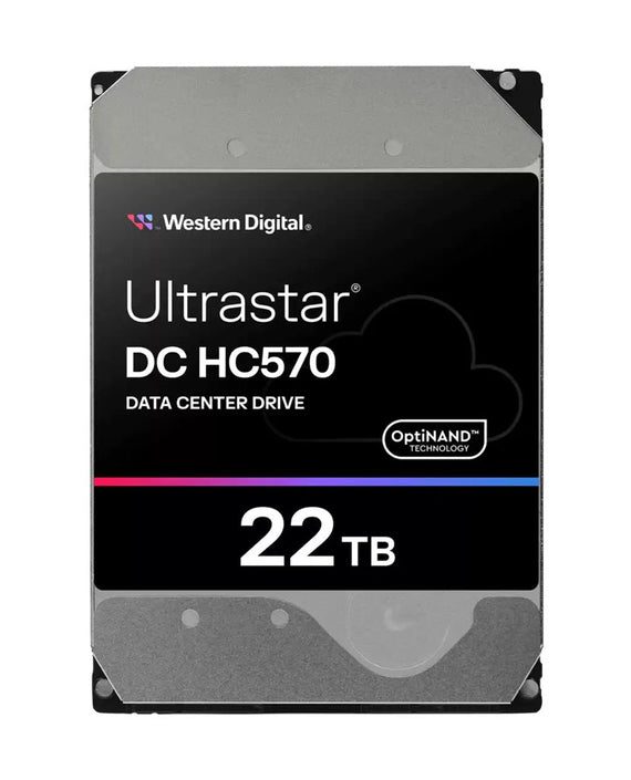Western Digital Ultrastar DC HC570 22TB: 3.5',SAS, 7200 RPM, 291MB/s, CMR, 512MB cache, TCG, 147×101.6×26.1mm, 750g, 5–60°C, 5Y Warranty - Leader Electronics