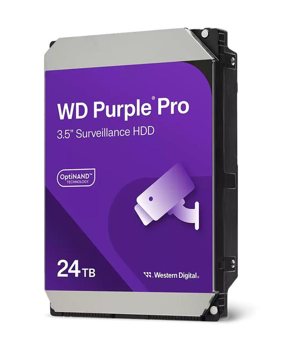Western Digital WD Purple™ Pro Surveillance Hard Drive - 24TB 3.5' HDD 7200RPM 512MB SATA 287MB/s 24x7 2.5mil MTBF 5-Year Limited Warranty - Leader Electronics