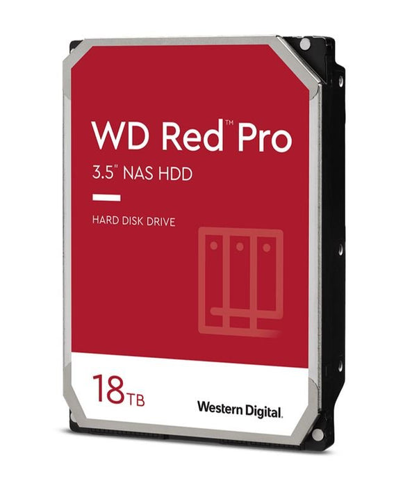 Western Digital WD Red Pro 18TB 3.5' NAS HDD SATA3 7200RPM 512MB Cache 24x7 300TBW ~24-bays NASware 3.0 CMR Tech 5yrs wty - Leader Electronics