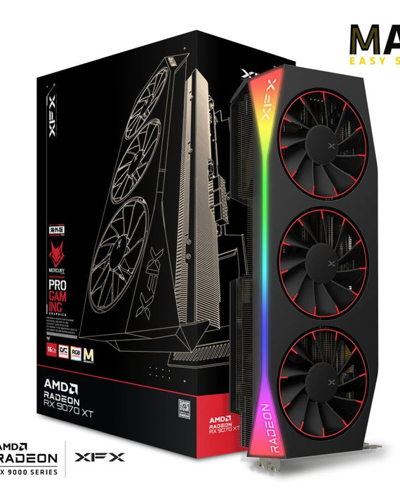XFX Mercury AMD Radeon RX 9070XT OC Magnetic Air Edition with RGB 16GB GDDR6, HDMI 3xDP, AMD RDNA™ 4 (97TMARGB9) - Leader Electronics
