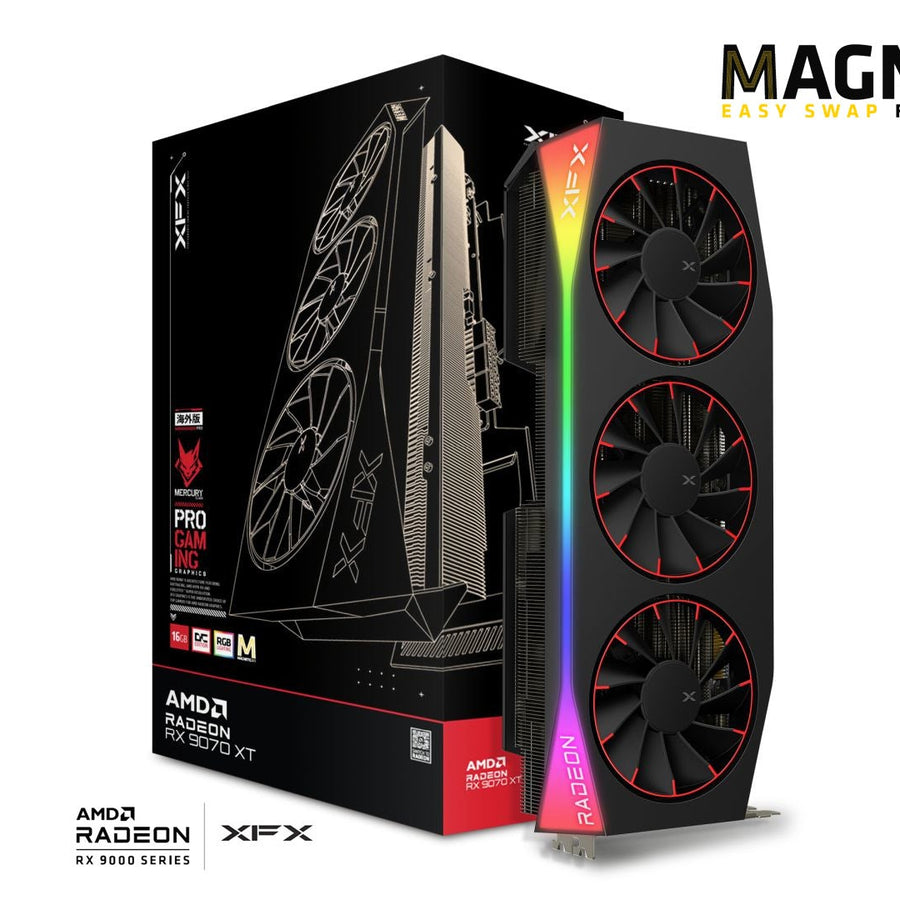 XFX Mercury AMD Radeon RX 9070XT OC Magnetic Air Edition with RGB 16GB GDDR6, HDMI 3xDP, AMD RDNA™ 4 (97TMARGB9) - Leader Electronics