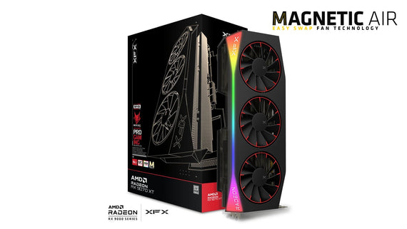 XFX Mercury AMD Radeon RX 9070XT OC Magnetic Air Edition with RGB 16GB GDDR6, HDMI 3xDP, AMD RDNA™ 4 (97TMARGB9) - Leader Electronics