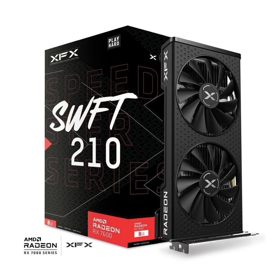 XFX Speedster SWFT210 AMD Radeon RX 7600 Core Gaming Graphics Card with 8GB GDDR6 HDMI 3xDP, AMD RDNA™ 3 (RX-76PSWFTFY) - Leader Electronics