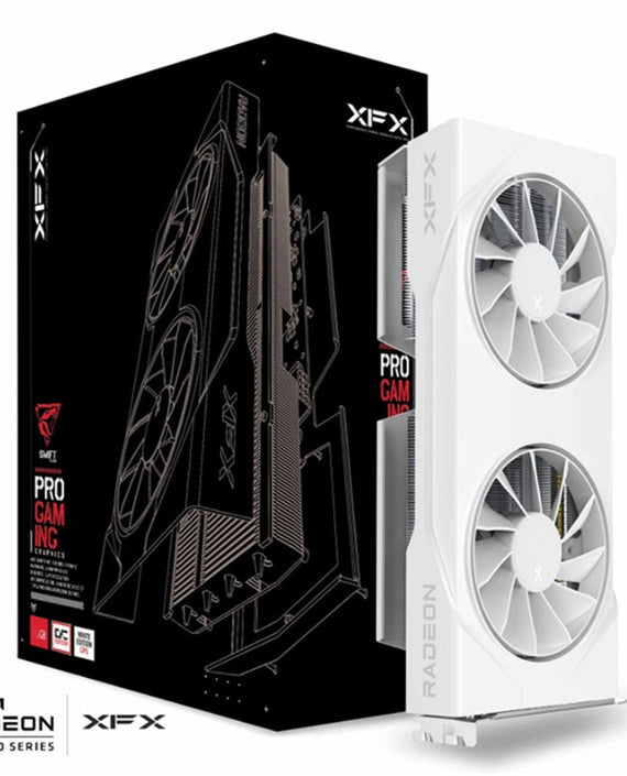 XFX Swift AMD Radeon RX 9060XT OC White Gaming Edition with 16GB GDDR6 HDMI 2xDP, AMD RDNA™ 4 (RX-96TSW16WBQ) - Leader Electronics