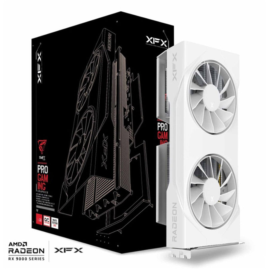 XFX Swift AMD Radeon RX 9060XT OC White Gaming Edition with 16GB GDDR6 HDMI 2xDP, AMD RDNA™ 4 (RX-96TSW16WBQ) - Leader Electronics