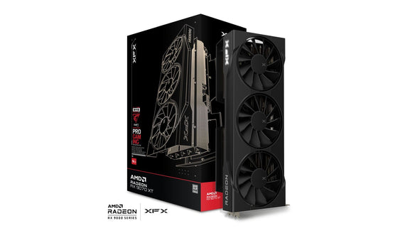 XFX Swift AMD Radeon RX 9070XT Triple fan Gaming Edition with 16GB GDDR6 HDMI 3xDP, AMD RDNA™ 4 (RX-97TSWF3B9) - Leader Electronics
