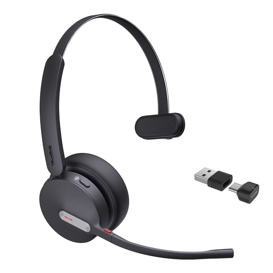 Yealink BH70 Bluetooth Wireless Mono Headset Microsoft Teams, 3 mic noise cancellation Talk time up to 35h BT51 C Dongle with Type A Adaper - Leader Electronics