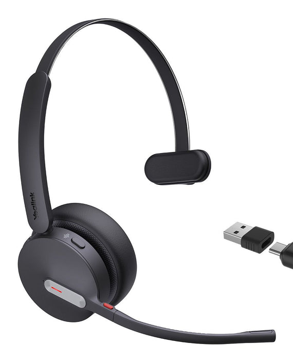 Yealink BH70 Bluetooth Wireless Mono Headset UC, 3 mic noise cancellation Talk time up to 35h BT51 C Dongle with Type A Adaper Comfort Wearing - Leader Electronics