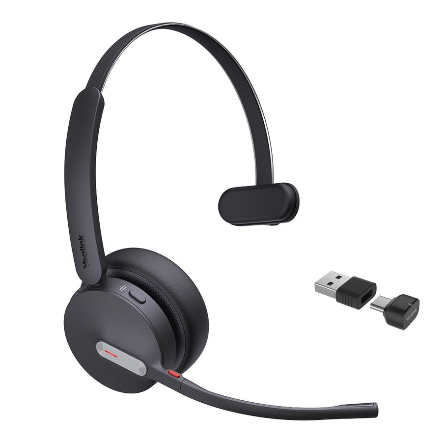 Yealink BH70 Bluetooth Wireless Mono Headset UC, 3 mic noise cancellation Talk time up to 35h BT51 C Dongle with Type A Adaper Comfort Wearing - Leader Electronics