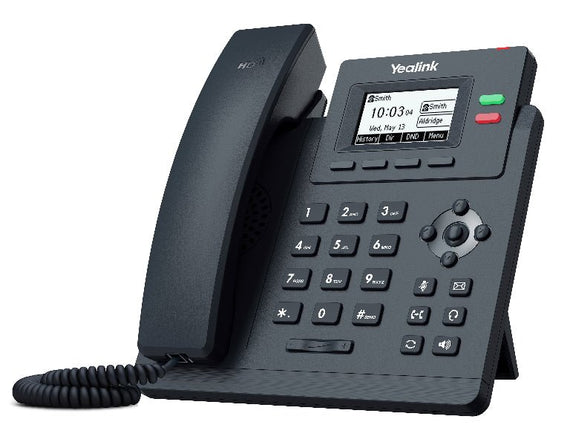 Yealink T31G 2 Line IP phone Basic Desk Phone, 132x64 LCD, Dual Gigabit Ports, PoE. No Power Adapter included, Zoom, HD Voice, 5-Way Local Conference - Leader Electronics