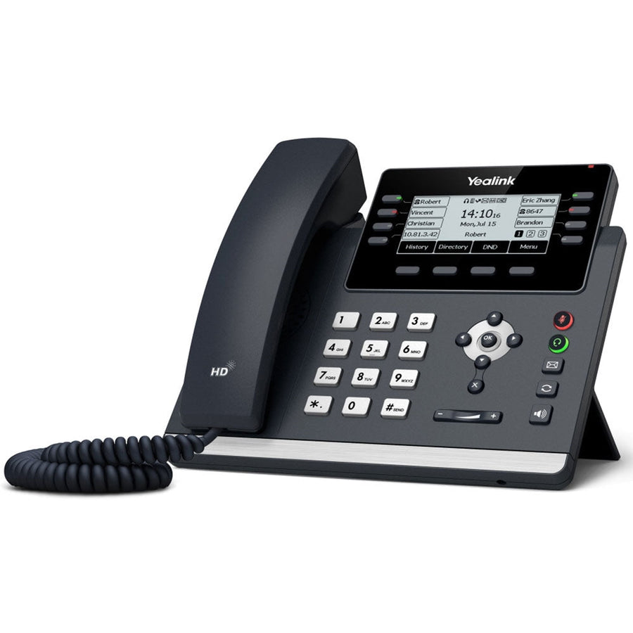 Yealink T43U 12 Line IP phone, 3.7' 360x160 pixel Graphical LCD with backlight, Dual USB Ports, POE Support, Wall Mountable, ( T42S ), 3.7' screen - Leader Electronics