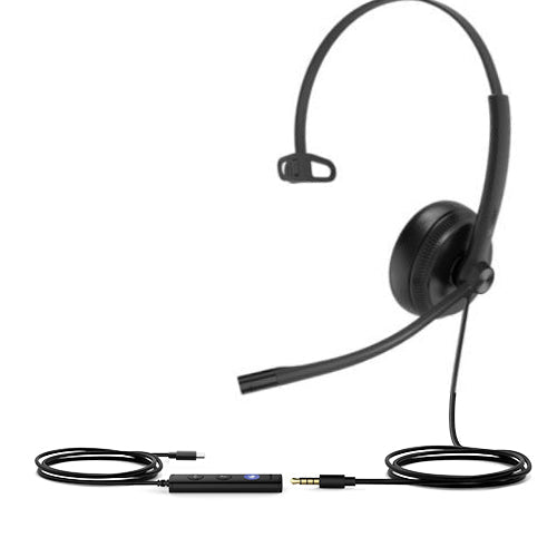 Yealink TEAMS-UH34SE-M-C Teams Certified Wideband Noise Cancelling Headset, USB-C and 3.5mm Jack, Controller with Teams Button, Ultra Lightweight - Leader Electronics