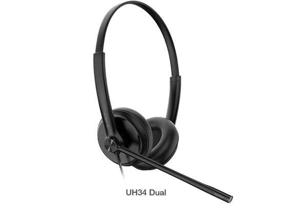 Yealink UH34 Dual Teams USB Headset, Lightweight, All Day Wearing Comfort, Ear Wideband Noise Cancelling Microphone, Leather Ear Cushions, USB-A - Leader Electronics