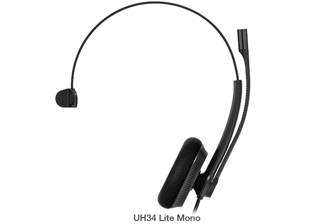Yealink UH34 Lite Mono Teams USB Headset, Lightweight, All Day Wearing Comfort, Ear Wideband Noise Cancelling Microphone, Foamy Ear Cushions, USB-A - Leader Electronics
