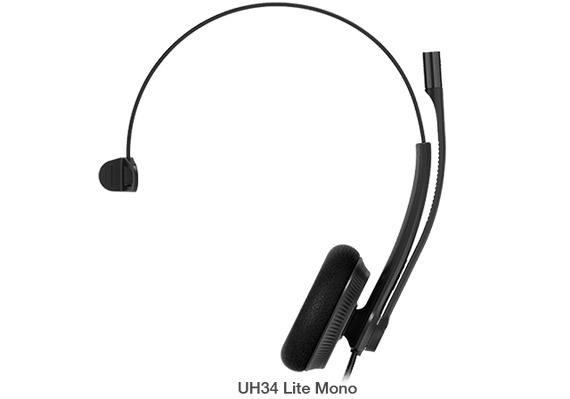 Yealink UH34 Lite Mono Teams USB Headset, Lightweight, All Day Wearing Comfort, Ear Wideband Noise Cancelling Microphone, Foamy Ear Cushions, USB-A - Leader Electronics