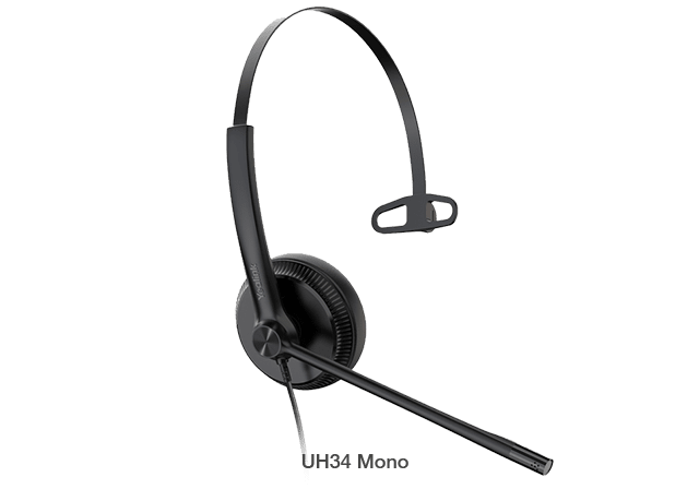 Yealink UH34 Mono Teams USB Headset, Lightweight, All Day Wearing Comfort, Ear Wideband Noise Cancelling Microphone, Leather Ear Cushions, USB-A - Leader Electronics