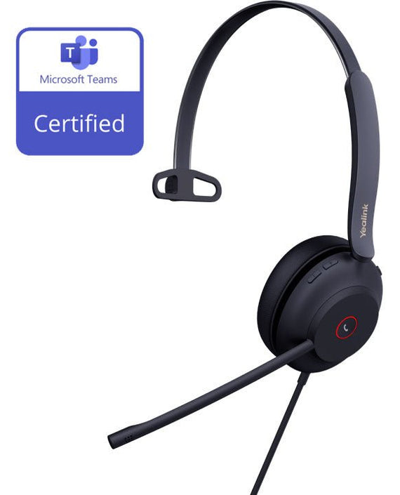 Yealink UH37 Microsoft Teams Certified USB Wired Headset, Mono, USB-A 2.0, 35mm Speaker, Busylight, Leather Ear Cushion, HD Audio - Leader Electronics