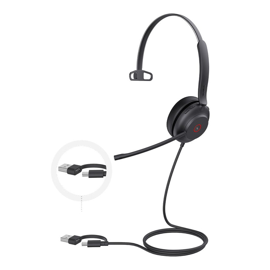 Yealink UH37 Mono USB Wired Headset, UC, USB-C/A, 35mm Speaker, Busylight, Leather Ear Cushion,HD Audio, 2Mic Noise Killer, Microsoft Teams & UC - Leader Electronics