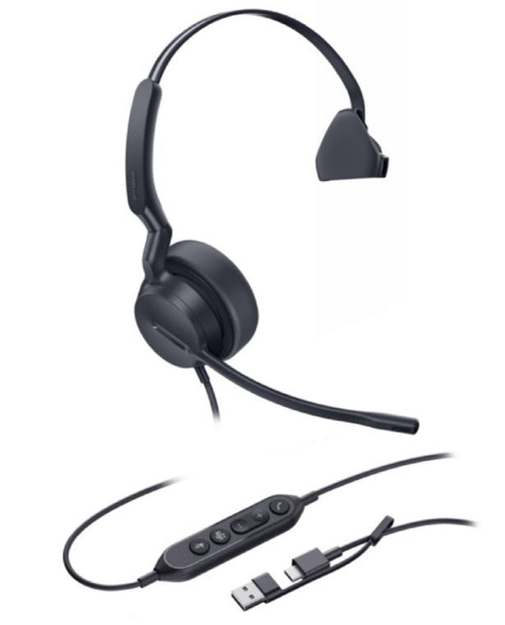 Yealink UH42 Mono Teams USB-C/A Microsoft Certified Teams USB Wired Headset, Noise-Canceling Microphone, Leather Ear Cushions Controller Teams button - Leader Electronics