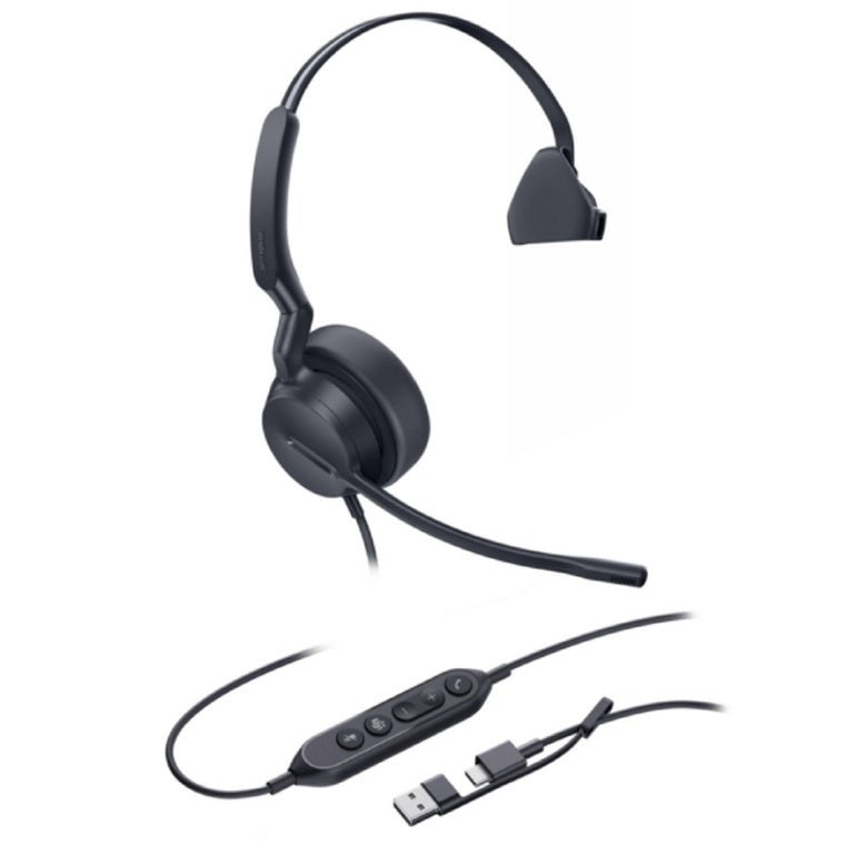 Yealink UH42 Mono Teams USB-C/A Microsoft Certified Teams USB Wired Headset, Noise-Canceling Microphone, Leather Ear Cushions Controller Teams button - Leader Electronics