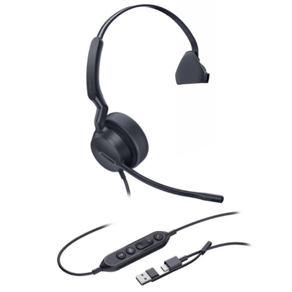 Yealink UH42 Mono Teams USB-C/A Microsoft Certified Teams USB Wired Headset, Noise-Canceling Microphone, Leather Ear Cushions Controller Teams button - Leader Electronics
