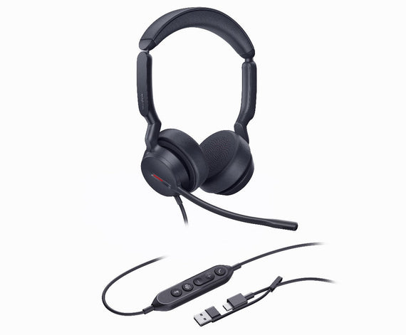 Yealink UH44 Dual Teams USB-C/A Microsoft Certified Teams USB Wired HeadsetDual Noise-Canceling Microphones 35mmSpeaker Busylight Leather Ear Cushions - Leader Electronics
