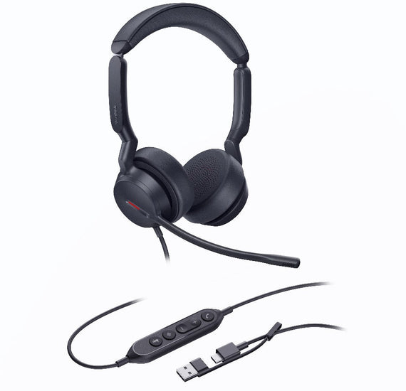 Yealink UH44 Dual UC USB-C/A Unified Communications USB Wired Headset Dual Noise-Canceling Microphones 35mmSpeaker Busylight Leather Ear Cushions - Leader Electronics