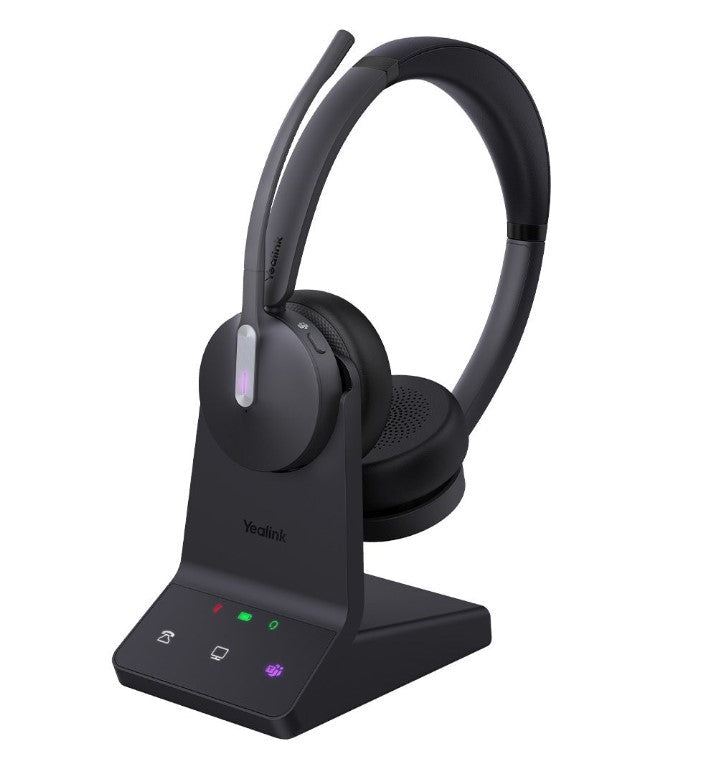 Yealink WH64 Dual Teams DECT Wireless Headset, DECT & Bluetooth Wireless, Busylight, 3-Mic Noise Cancellation, Charging Stands, Carrying Bag - Leader Electronics
