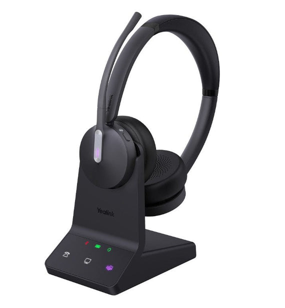 Yealink WH64 Dual Teams DECT Wireless Headset, DECT & Bluetooth Wireless, Busylight, 3-Mic Noise Cancellation, Charging Stands, Carrying Bag - Leader Electronics