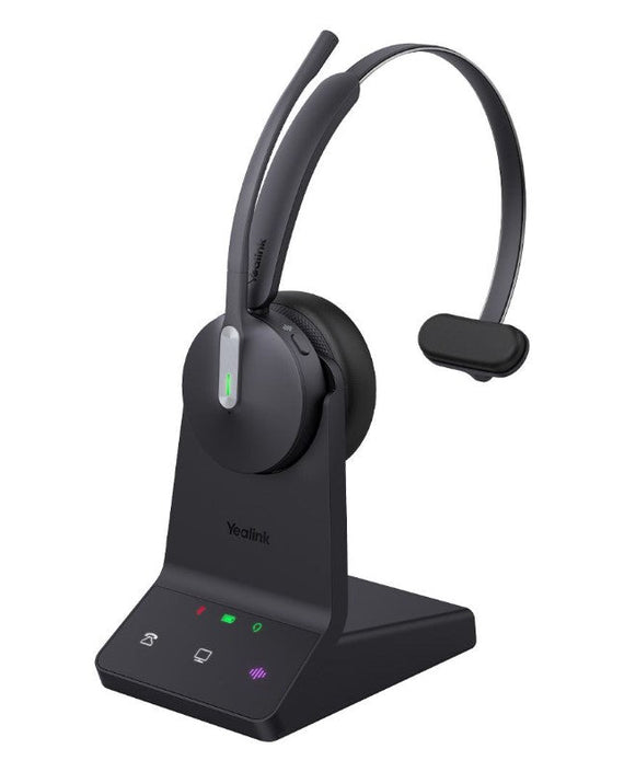 Yealink WH64 Mono Teams DECT Wireless Headset, DECT & Bluetooth Wireless Technology, 3-Mic Noise Cancellation, Charging Stands, Carrying Bag - Leader Electronics
