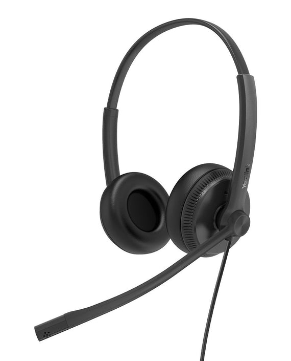 Yealink YHS34 Dual Wired Headset with QD to RJ Port, Noise-Canceling Headset, Binaural Ear, RJ9, QD Cord, Leather Ear Piece, Hearing Protection - Leader Electronics