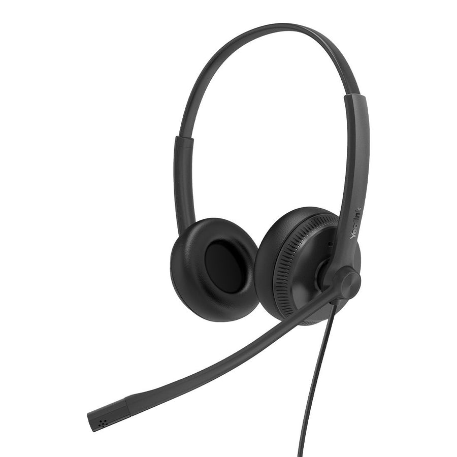Yealink YHS34 Dual Wired Headset with QD to RJ Port, Noise-Canceling Headset, Binaural Ear, RJ9, QD Cord, Leather Ear Piece, Hearing Protection - Leader Electronics