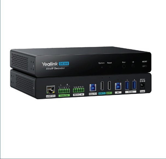 YealinkDE300,AV over IP, 4K@60Hz4:4:4,USB 3.0 capture for MTR,Seamless 2x2 Video Matrix Switching,Multiple USB Connectivity,HDCP 2.3,Gigabit Ethernet - Leader Electronics