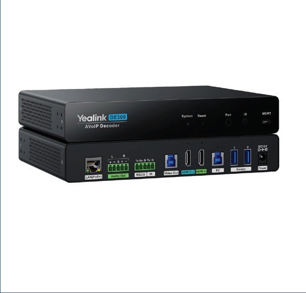 YealinkDE300,AV over IP, 4K@60Hz4:4:4,USB 3.0 capture for MTR,Seamless 2x2 Video Matrix Switching,Multiple USB Connectivity,HDCP 2.3,Gigabit Ethernet - Leader Electronics